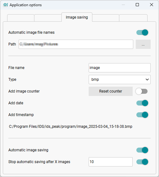 Fig. 264: Settings for image saving