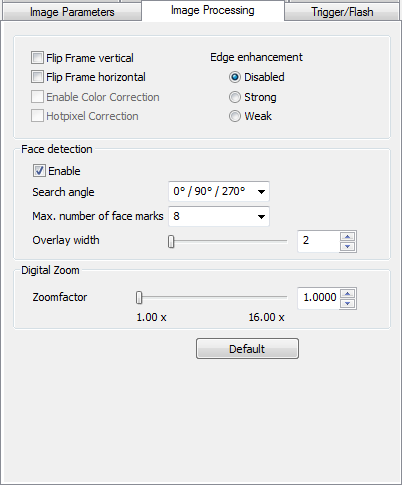 Fig. 12: Properties of the uEye Capture filter: Image Processing