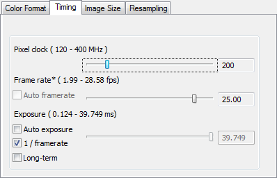 Fig. 5: Properties of the uEye Capture pin: Timing