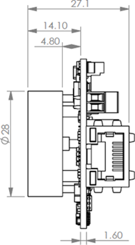 Fig. 614: GigE uEye LE with CS-mount - side view