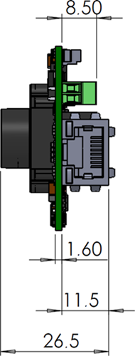 Fig. 609: GigE uEye LE with S-mount - side view (without lens holder 15.1 mm)