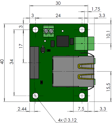 Fig. 620: GigE uEye LE daughterboard - back view