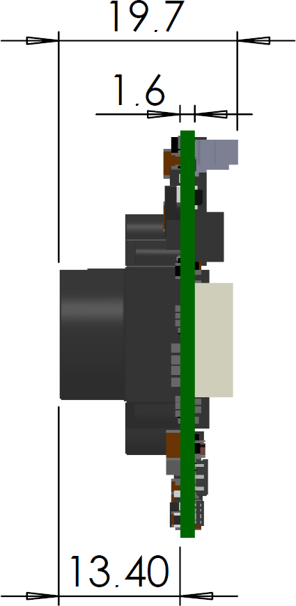 Fig. 617: GigE uEye LE motherboard with S-mount - side view