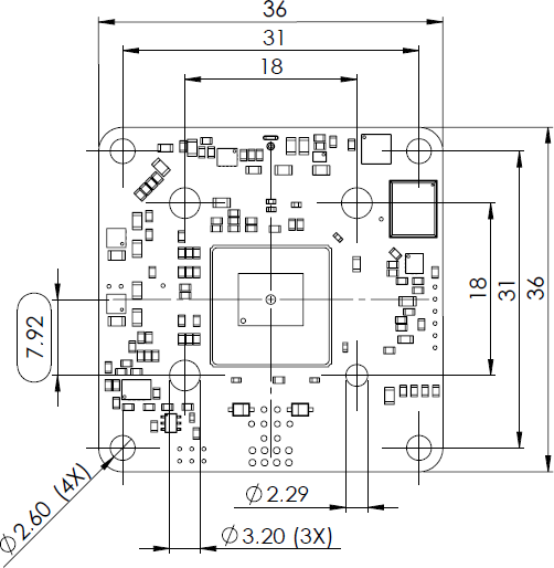 Fig. 410: USB 3 uEye LE PCB version - front view