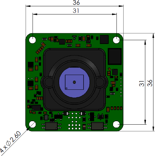 Fig. 413: USB 3 uEye LE with lens holder - front view